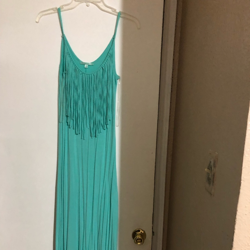 Turquoise maxi dress.